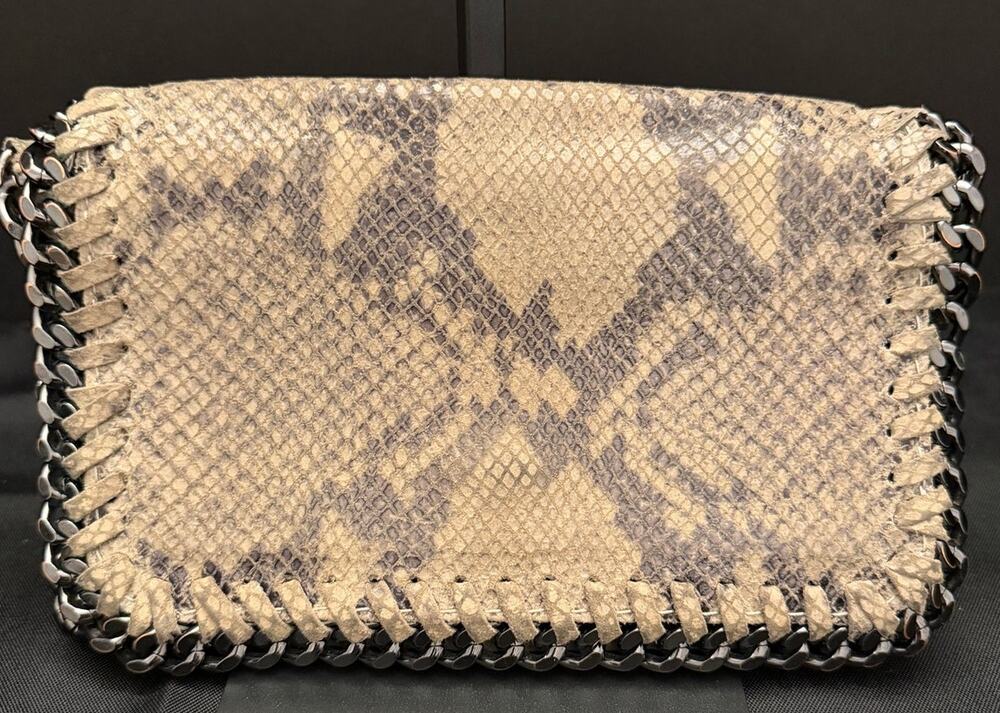 Edgy Borse in Pelle Snake Embossed Italian Leather Chain Crossbody Bag 8x6x1.5"